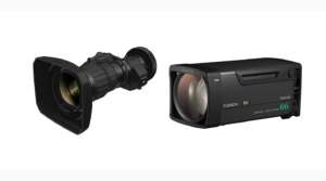 Fujifilm 8k Broadcast Zoom Lens with world's longest and widest focal range. On left - Fujifilm FUJINON HP12×7.6ERD-S9 (HP12×7.6), On Right - Fujifilm FUJINON HP66×15.2-ESM (HP66×15.2)